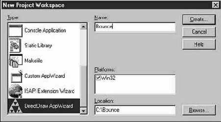 Диалоговое окно New Project Workspace